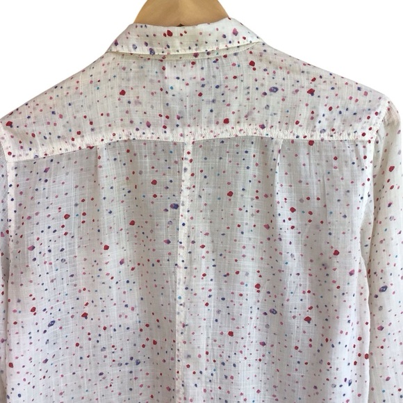 Anthropologie Meadow Rue Multicolor Spotted Long Sleeve Button Down Shirt - Picture 6 of 7